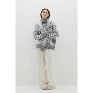 NakedCashmere MIRELLA PLAID CASHMERE TURTLENECK SWEATER - CLOUD MULTI /Large